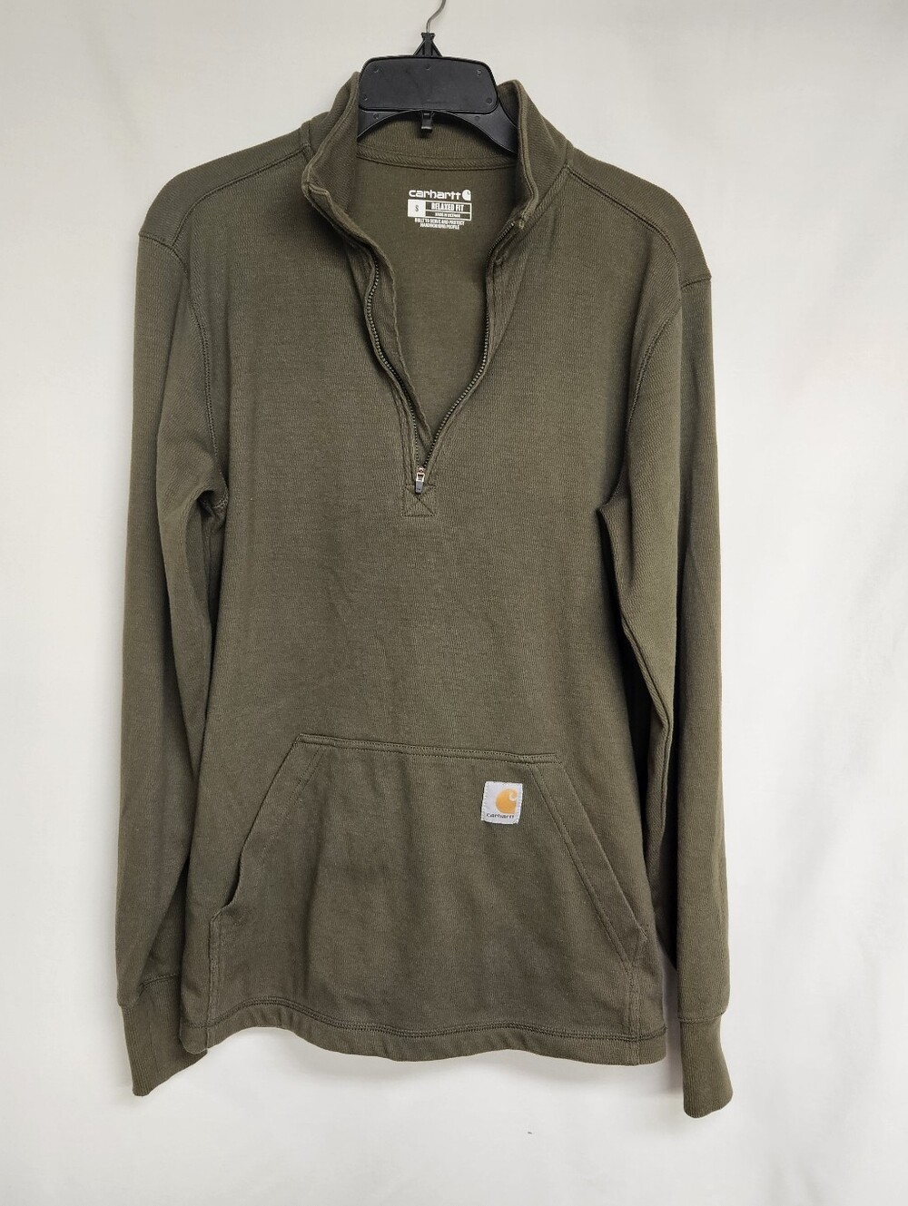 CARHARTT Force Relaxed Fit Men's Small Green Quarter Zip Long Sleeve